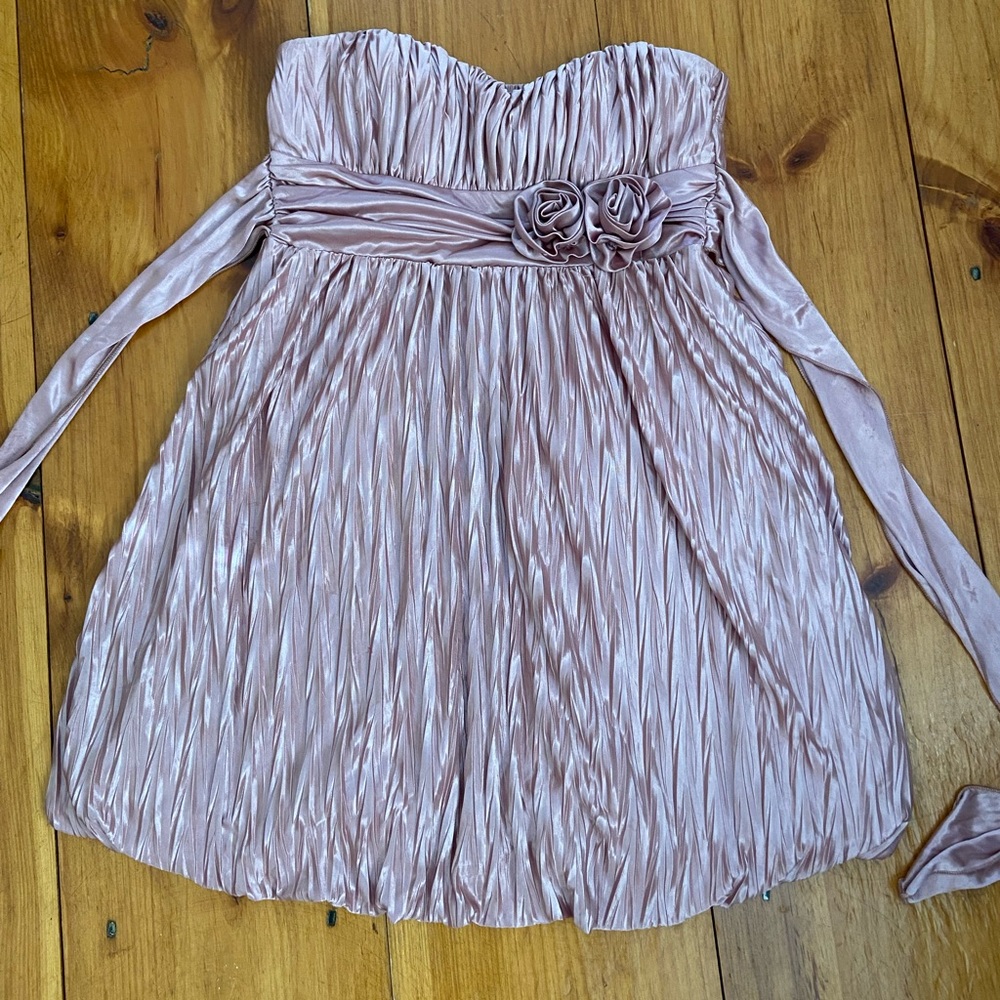 Rose gold dress. strapless